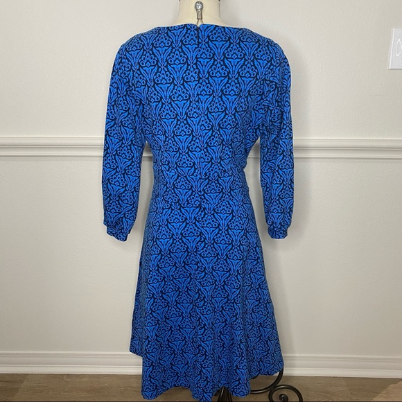 Boden Blue and Black Floral Print Dress - Picture 8 of 13